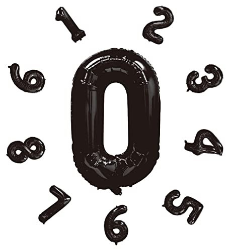 Zahlen Luftballon ca.101cm, Folienballon Zahl 0 Schwarz, Helium Folienballon für Geburtstagsdeko, Party Deko,Neujahrsdekoration, Jubiläumsdekoration, Hochzeitsdeko (Schwarz, #0)