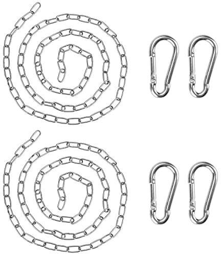 2 Stück Edelstahl Kette mit Karabiner 1M Verlängerungskette für Hängesessel,Metall Ketten,Rundstahlkette für Schaukeln Hängesessel Vogelkäfig Schatten Segel Zaun Haustier Hundekette