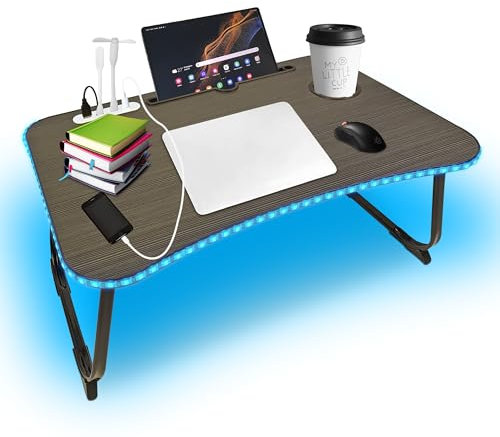 2024 Lightning charge LED Lap Desk, Glow Laptop Table w/ x3 USB & USB-C Port, Laptop Desk for Bed, Portable Bed Tray, Lap Tray, DJ Table, Bed Tray, Bed Table Tray, Bed Desk, Bluetooth connectivity.