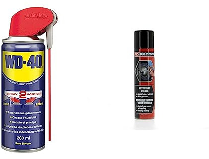 WD-40 • Produit Multifonction • Spray Double Position • Sans Silicone • Non Conducteur • Compatible Plastiques, Caoutchoucs, Tous Métaux • 200 ML & FACOM Nettoyant Freins et Embrayage, Puissant, 400ml