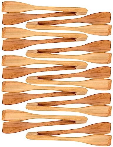 teemando® 10 X elegante Salatzange und Servierzange aus Kirschholz, 30 cm, Salat und Antipasti sicher greifen mit der stabilen Holz-Zange