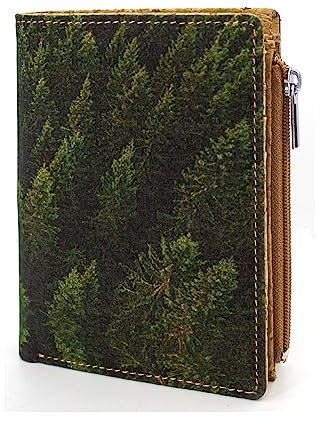 boshiho Kork Geldbörse - Vegan Nachhaltig Portemonnaie Geldbeutel mit RFID Schutz Brieftasche aus Kork mit Reißverschluss Kreditkartenfächern Unisex Vegan Geschenk(GRÜN