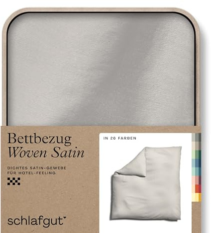 schlafgut Woven Satin Bettwäsche 200x200cm Bettdecke Bezug einzeln, Sand Light Uni in Hotelqualität mit 100% Baumwolle | Bettbezug, Deckenbezug, Sand, Satin, 100% Baumwolle, Hotelqualität, bügelfrei, OEKO-TEX