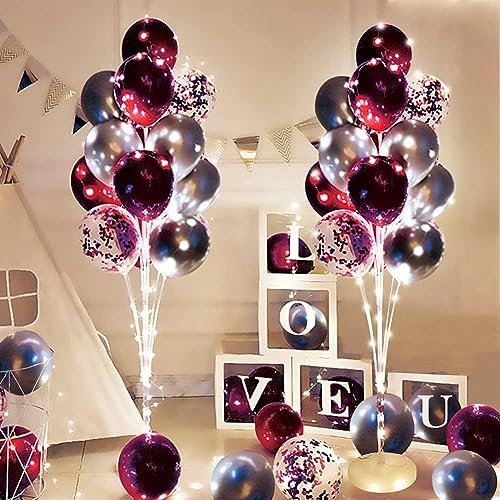 2 Set Ballon Stick Halter Ballonhalter Lang LED Ballon Ständer Kit Ballonhalter with 50 luftballons, Luftballons Ständer, Ballonstäbe mit Halterung, Wiederverwendbar Balloon Stand