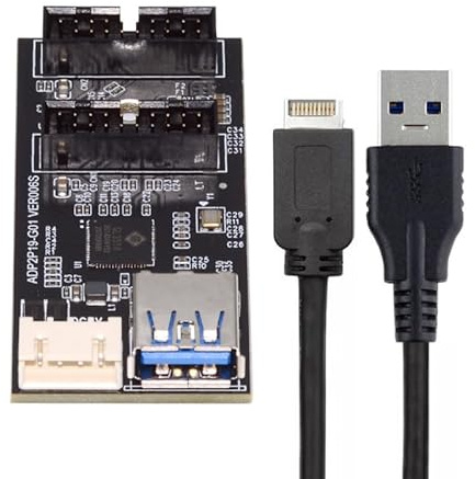 CY Card Type-E or 19/20Pin Header to USB 3.0 19/20Pin Dual Ports Female PCBA Type Adapter Splitter HUB 5Gbps