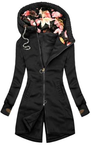 Floral Jacke Fly Frauen Ärmel Wintermantel Spezial, Czarny, L