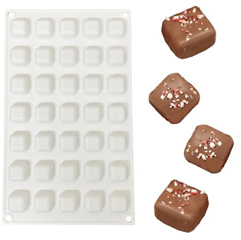 duoyif Moule à Chocolat Carré 35cavités Moule à Chocolat Carré En Silicone Moule à Bonbons Carré Moule à Gâteau Cube 3D Pour Faire Des Chocolats Carrés Glaçons Pralines Décorations Gâteaux (B)