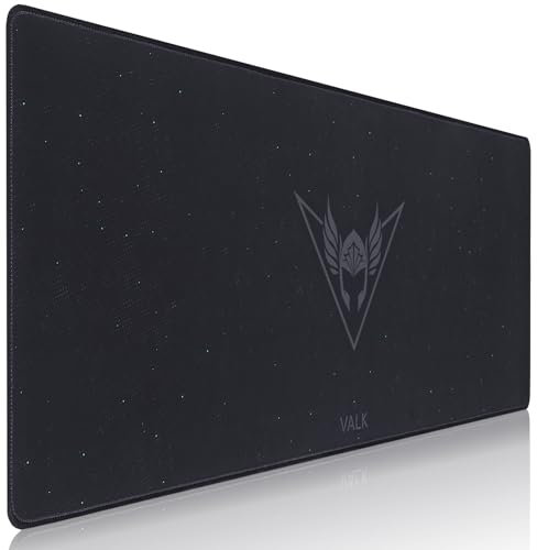 VALK Alfombrilla Gaming 800x300x3mm, Mousepad Tela HD Suave, Precision y Velocidad, Mouse Pad Gamer, Base Antideslizante, Bordes Cosidos, Compatible con Ratones Laser y Opticos (Negro)