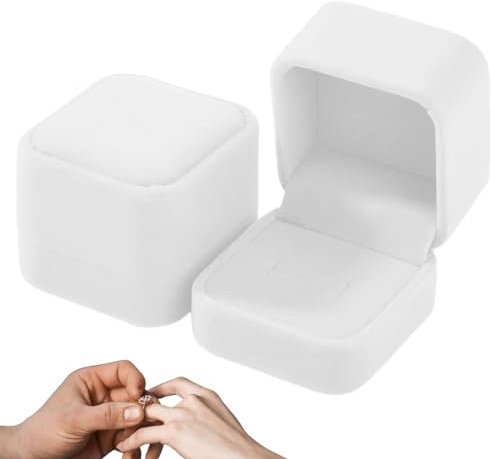NHPY 1 Artikel Ringbox Ringschatulle Ringbox Hochzeit Verlobungsring Box Ringschachtel Samtringe Ohrringe Etui Anhänger Boxen für Hochzeit Verlobung Valentinstag(Weiß)