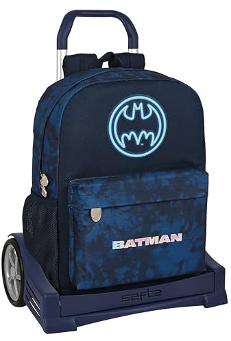 Safta Batman Legendary Rucksack, ergonomischer Rücken, mit Trolley Evolution, ideal für Kinder verschiedener Altersgruppen, bequem und vielseitig, Qualität und Widerstandsfähigkeit, 32 x 14 x 43 cm,