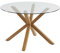 BAÏTA - Mesa de Comedor Redonda de Harry de Cristal y Efecto Roble (120 cm)