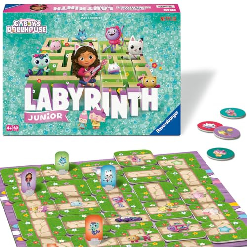 Ravensburger Gabby's Dollhouse Junior Labyrinth, Labyrinth-Spiel, Brettspiel, Das Puppenhaus, Spiele für Kinder ab 4 Jahren, spanische Version