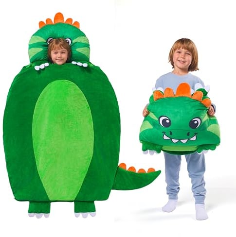 Joiedomi 152 x 99cm(Dinosaurier) Kinderschlafsack –Schlafmatte für Kinder mit Kissen und Decke, Übernachtung im Alter von 3–7 Jahren