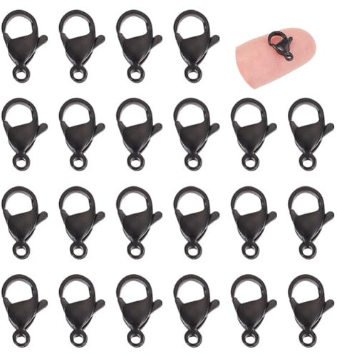 UNICRAFTALE 40 pieza de Cierre de Pinza de Langosta de Acero Inoxidable Cierres de Collar Negros de 12 mm Cierres de Cadena con Extremo de Gancho Cierres Y Cierres de Joyería Conector de Resultados