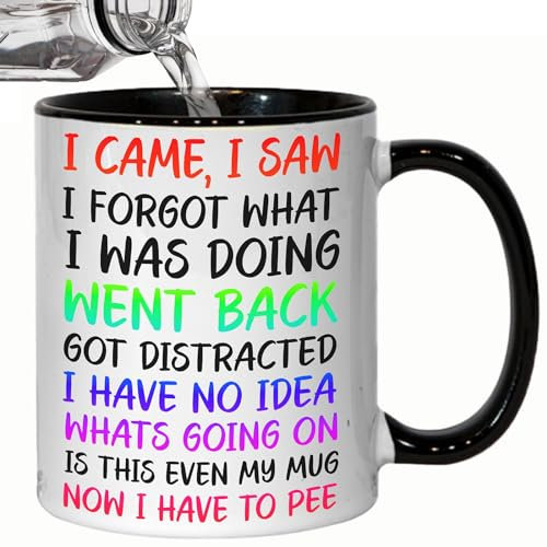 Vellivar Funny Mugs - I Came I Saw I Forgot Mug, Quirky Gifts for Women & Men, Novelty Retirement & Birthday Mug, 350ml Ceramic Tea & Coffee Cup