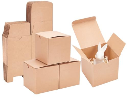 NBEADS 20 Stk. Burlywood Kraftpapier Geschenkboxen, 8x8x8cm Papier-Würfel-Boxen Faltbare Aufbewahrungsboxen Mini-Karton-Boxen mit Deckeln für Wrapping Cupcake Weihnachten Hochzeit Geburtstag