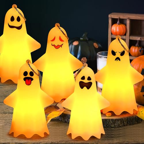 Halloween Luci Fatate Fantasma, 5 Pezzi Halloween Deco Luce, Luci Fatate all'aperto per Halloween, Halloween Decorazioni Casa Interno Notturna per Giardini Festa Decorazione