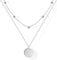 Mesovor Kette mit Gold Münzen für Damen, Halskette mit 18 Karat vergoldetem Gold, 15 mm Scheiben Anhänger Goldkette Silberkette für Frauen, Schmuck Geschenke (Silber)