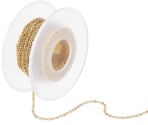 UNICRAFTALE 10m Goldene Halskettenketten Edelstahl Panzerketten 2mm Breit Gelötete Halskettenkette Metall Coreana Ketten Spulenverlängerungsgliederkette Für DIY Armband Schmuckherstellung