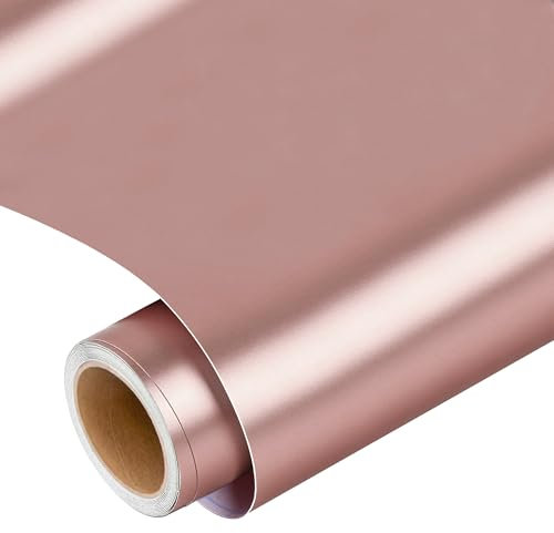 Prime Vinyl Matte Metallic Permanent Vinyl, 12 x 6 FT Rose Gold Vinyl for Cricut, Silhouette All Cutting Machines, Self Adhesive Vinyl for Craft, Signs, Stickers, Scrapbooking, Car Decals
