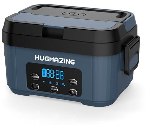 Hugmazing Cordless Electric Lunch Box for Adults, Men & Women – Rechargeable Self-Heating Food Warmer with 1100ML SS Container, Battery-Powered Heated Lunch Box, Perfect for Work and Travel Use