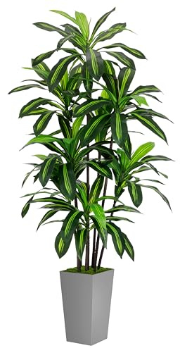 ASTIDY Artificial Plant 6FT Dracaena Fake Tree with Gray Tall Planter | Faux Yucca Floor Plant in Pot, Artificial Trees Indoor for Home Office Living Room Decor