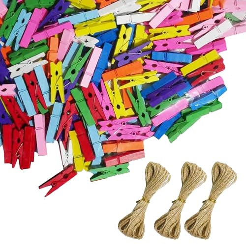 250 pinzas de la ropa de 3,5 cm, minipinzas de madera de colores, para clothpins, fotos, manualidades, manualidades