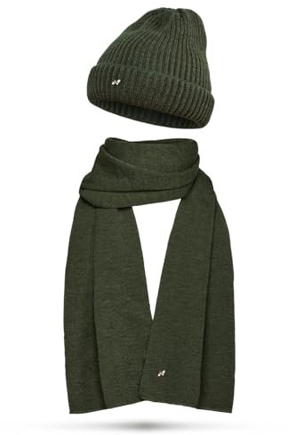 NYTTED® Merino Mütze und Schal Set für Damen & Herren | Made in Germany | 100% Feinste Merinowolle | Kuschelig Weiches & Warmes Set