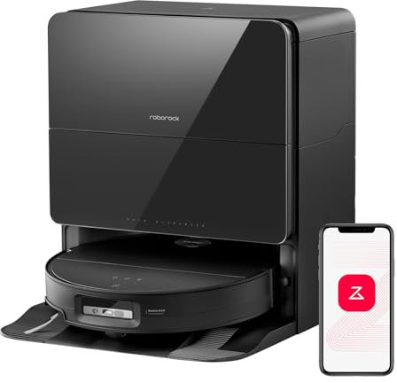 roborock Saros 10 Robot Aspirapolvere con LDS Retrattile, 22.000 Pa, 7,98 cm Ultrasottile, Distacco Automatico del Mop, Riconoscimento Ostacoli Al, Dosatore Automatico di Detergente, Nero