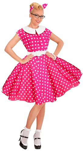 W WIDMANN MILANO Party Fashion - 50er Jahre Kostüm Damen | Rock´n´Roll Verkleidung mit Kleid, Petticoat, Gürtel und Haarband für Karneval, Mottoparty