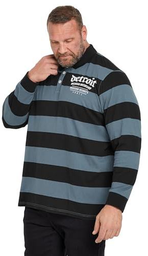 BadRhino Big & Tall 'Detroit' Print Stripe Rugby Polo Shirt - Men's - Plus Size Curve