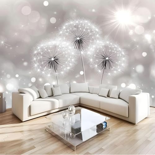 JEDTAKCT Wallpaper Papier Peint Panoramique Esthétique Du Pissenlit 400X280Cm Poster Geant Mural 3D Fleur Starlight Tapisserie Peinture Murale Papier Peint 3D Fresque Salon Chambre