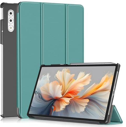MGUEIAO Compatibile con Lenovo Yoga Tab Plus 12.7 inch per Custodia,Custodia per Telefono in Pelle PU Ultrasottile con Funzione di Supporto con tre Supporti Pieghevoli-Verde
