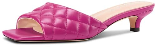 Saekcted Donna Basso Gattini Tacco Heel Aperte sulla Quadrata Punta Sandali Slip-on Ballo Dress 3.5 CM Heels Fucsia 41 EU