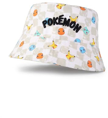 Pokémon Charakter-Fischerhut in Multi | Unisex Kinder Sonnenschutzhut | Mit Pikachu, Charmander, Bulbasaur und Squirtle | Freizeitkleidung mit Cartoon-Thema