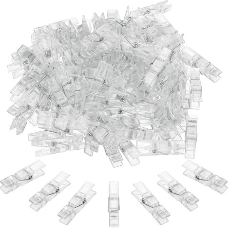 Mini Pinces à Linge Transparentes,100 Pièces Pinces de Photo en Plastique,35 mm Mini Clips de Photo Décoratives Petites Pinces à Suspendre pour Photos Maison Chambre Decoration