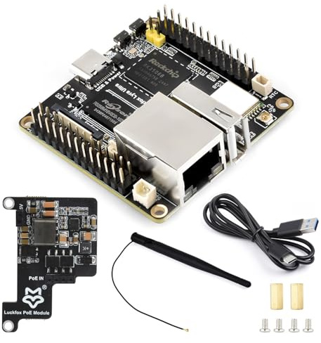 LUCKFOX Lyra Ultra W PoE Kit - Micro Linux Development Board-RK3506B Tri-Core Cortex-A7/M0 8GB eMMC WiFi6 & BT5.2 MIPI DSI Flexible Expansion, for Smart Home Device, Robot, with Wireless & PoE Module