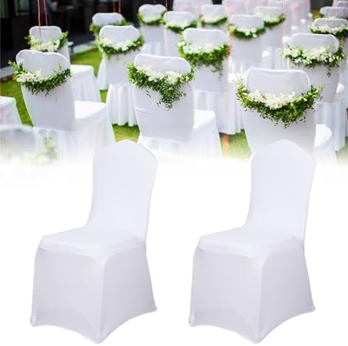 VANCHEMO Stuhlhussen Stretch 50 Stück Universell Stuhl Husse Weiß Stretchhusse Moderne Stuhlbezug für Hochzeit Taufe Geburtstagsfeier Dekoration Feiern Haus