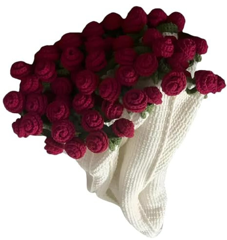 Bouquet coperta fiore rosa fatta a mano, pieghevole bouquet coperta all'uncinetto, fai da te coperta rosa fatta a mano per il compleanno della madre San Valentino Home Decor (120x120cm 66 flowers)