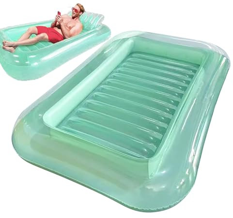 Inflatable Pool Loungers, Swimming Pool Floats, Ergonomic Curved Foldable Chair Bed, Adjustable Headrest Support, for Poolside, Outdoor Camping, Vacation, Family Travel,