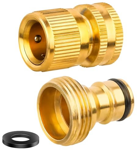 3/4 Zoll Schlauchanschluss Messing, Innengewinde Wasseranschluss Adapter Gartenschlauch, Auslaufsichere Schlauchkupplung 3/4 Zoll, Schlauchverbinder Messing für Haus Garten Schlauch Anschluss (Europa)