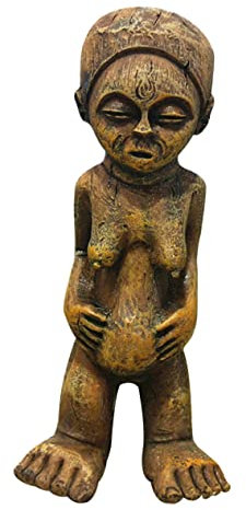 ULTECHNOVO Afrikanische Schwangere Frau Skulptur Aus Kunstharz Für Wohn Und Bürodécor Dekorative Figur Einer Afrikanischen Schwangeren Dame Für Regale Und Tische