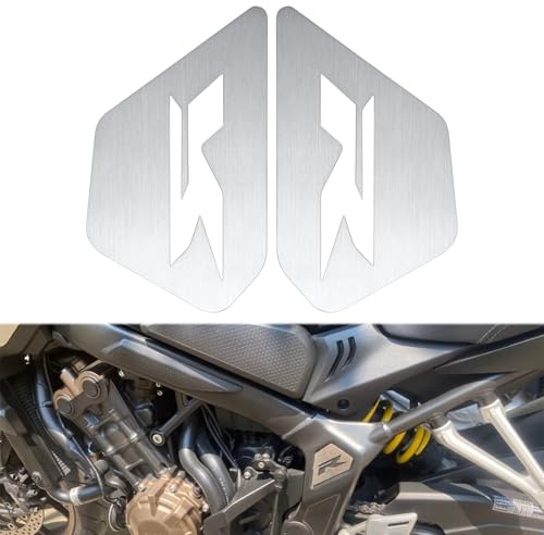 Motorrad Karosserierahmenfüllung Rahmen Seitenabdeckung Verkleidungsabdeckungen Edelstahl Aufkleber Rahmenfüller für Honda CBR650R CB650R 2019-2025 Seitenrahmenverkleidung mit Type R Emblem(Silber)