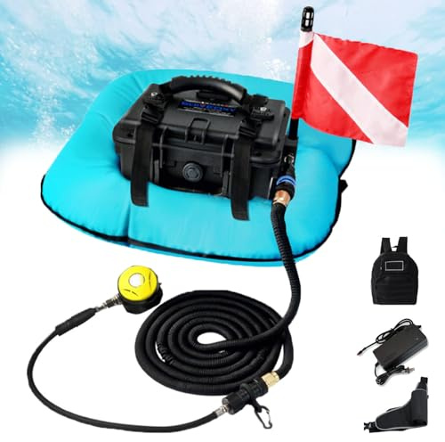 Zowdrix Respirador EléCtrico para Buceo, Ventilador PortáTil para Buceo. Permite Bucear De Forma Continua Durante 60-70 Minutos, Sistemas De Buceo Sin Botella Blue-1Battery
