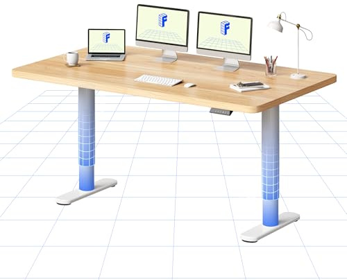 FLEXISPOT Electric Standing Desk One Piece Desktop CylineX 160x80, Height Adjustable Sit Stand Up with Memory Smart Panel, Maple