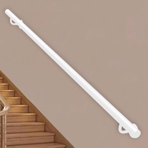 Treppengeländer für Wände, 1,5 m, 2 m, 3 m, 5 m, 6 m, Treppengriff für Innen- und Außenbereich, Industriegeländer für Dachbodenflure, Sicherheitsgeländer, Weiß(150cm)