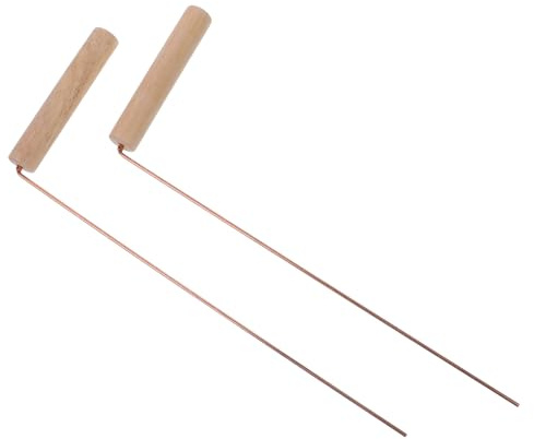 INOOMP Baguettes de Sourcier Portable en Laiton et Bois Surface Lisse 2pcs Longues et Précises Outil de Radiesthésie pour Camping et Divination