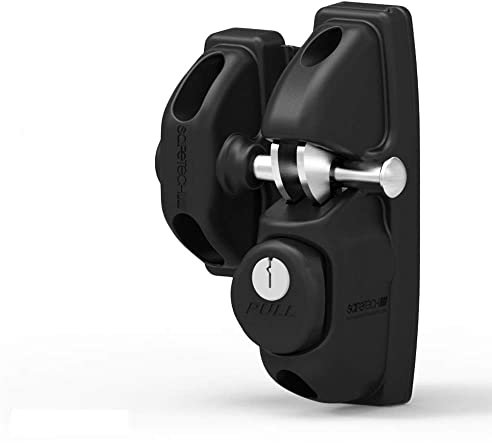 Safetech Hardware ViperX1 Schwerkrafttorriegel, einseitiger Zugang, 2 unabhängige Verriegelungshaken, einseitig abschließbar, Sichtschutz, Schwerkraftriegel, Vinyl, Holz und Aluminium, Schwarz