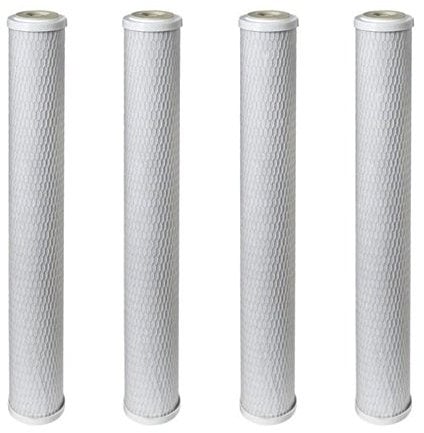 4 Pack of 20 x 2.5 Coconut Carbon Block Water Filter Cartridge for Reverse Osmosis, Pole Fed Window Cleaning Systems etc. by Finerfilters