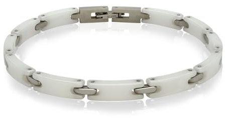 Soul-Cats Zeitloses Design Armband aus Keramik und Edelstahl in Weiß für Damen in Einer Geschenkbox